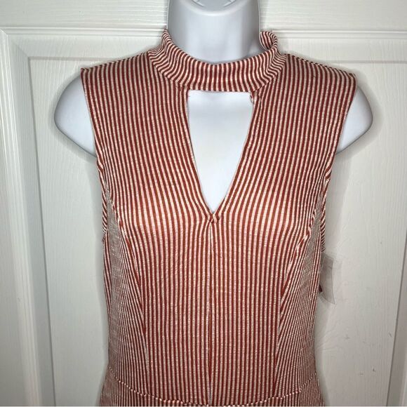 Modcloth For the Bliss of It Jumpsuit Rust Red Cream Jumpsuit Sleeveless M NWT - Picture 6 of 11